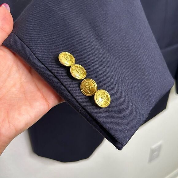 Lauren Ralph Lauren Men’s Navy Blue Gold Wool 2 Button Sportcoat Jacket Sz 44 L - Picture 6 of 9